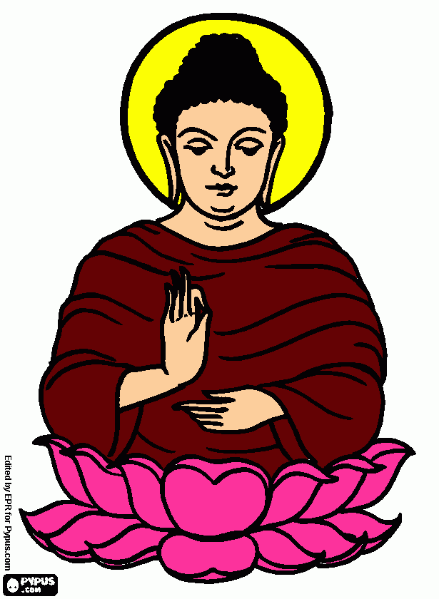 Lord Buddha (with brown robe) coloring page