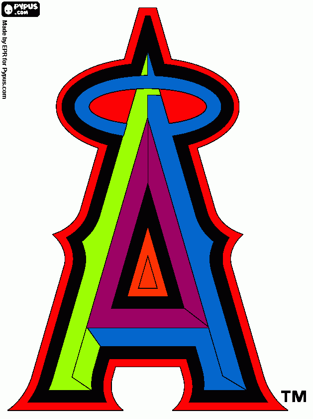 Los Angeles Angels of Anaheim, team logo, baseball team coloring page