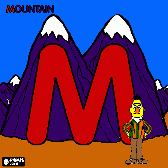 M is for Mountain coloring page