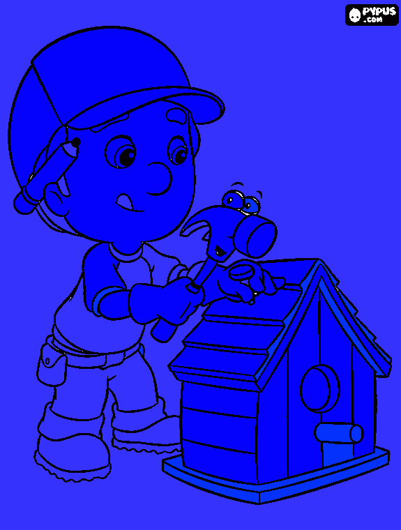 Manny's Blue Birdhouse coloring page