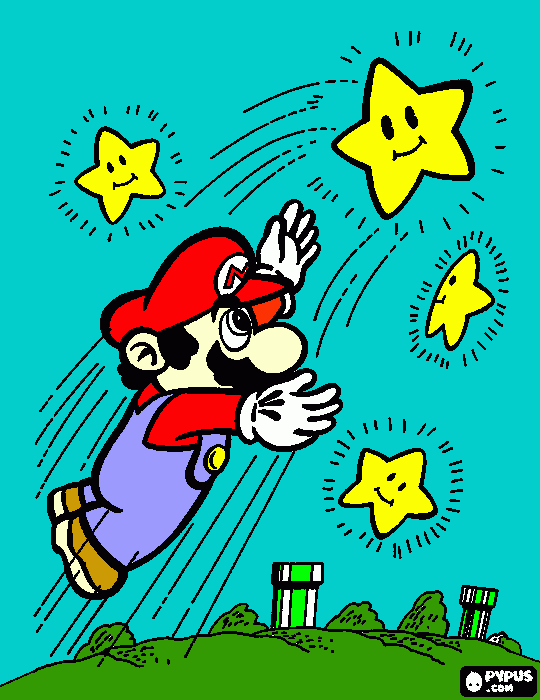 Mario And some Stars coloring page