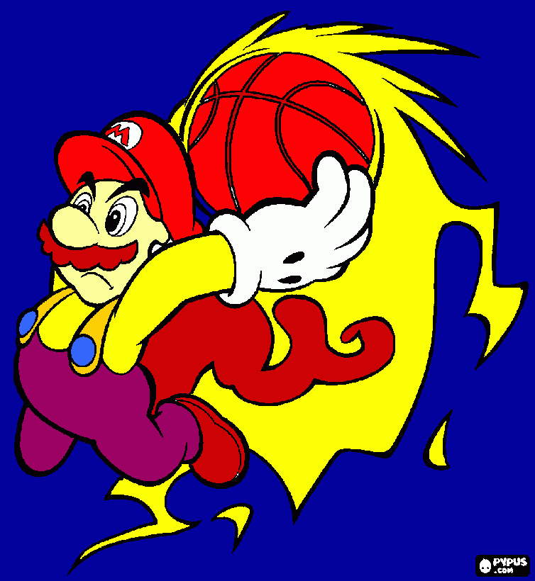 mario with fire ball coloring page