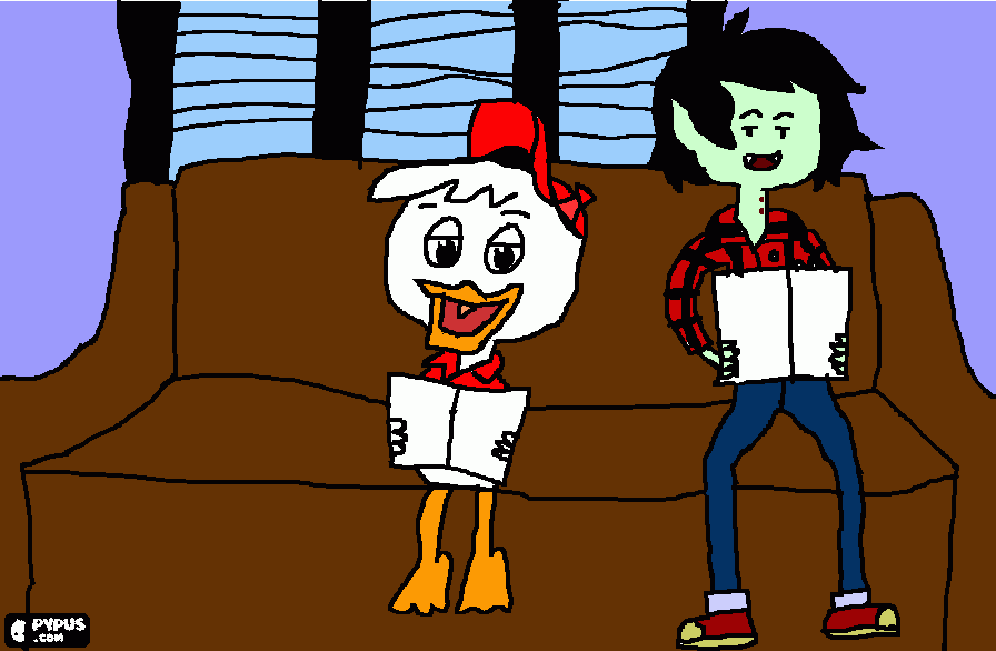 Marshall Lee and Huey Duck 101 Rap (Edit) coloring page