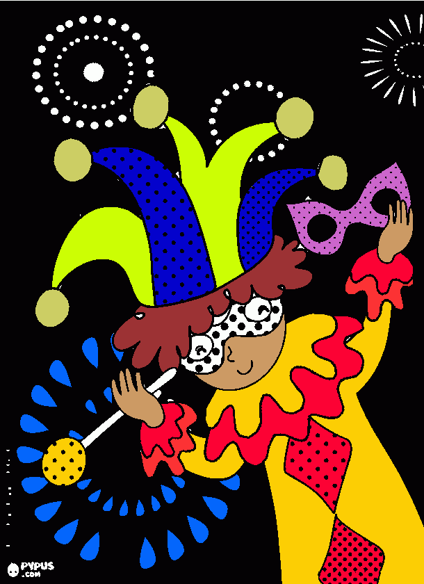 masks Carnival party coloring page