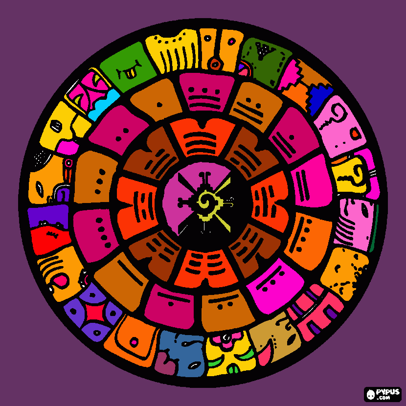 mayan calander coloring page