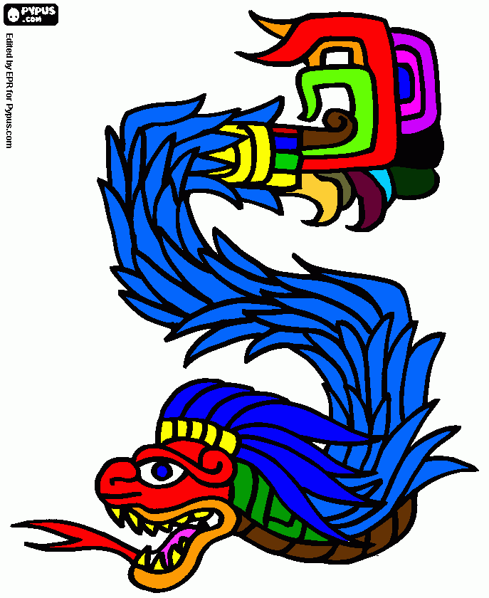 mayan god kukulkan coloring page