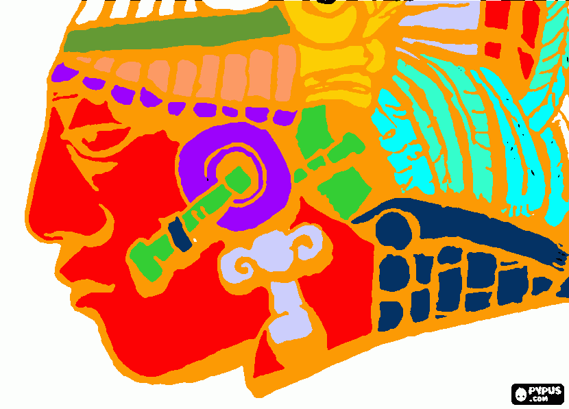 Mayan head coloring page