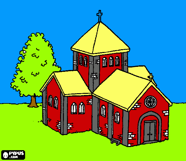 medieval church coloring page