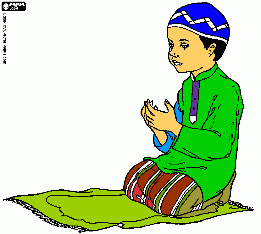 Menggambar Muslim sedang Sholat coloring page