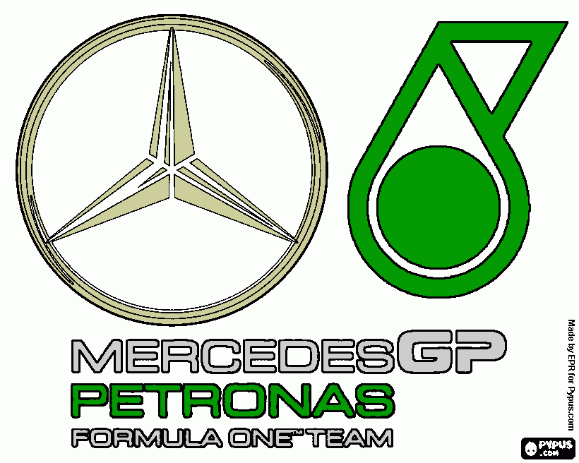 mercedes GP petronas F1 coloring page