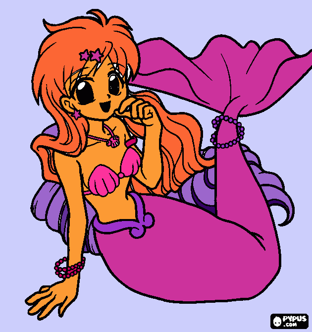 mermaid girl coloring page