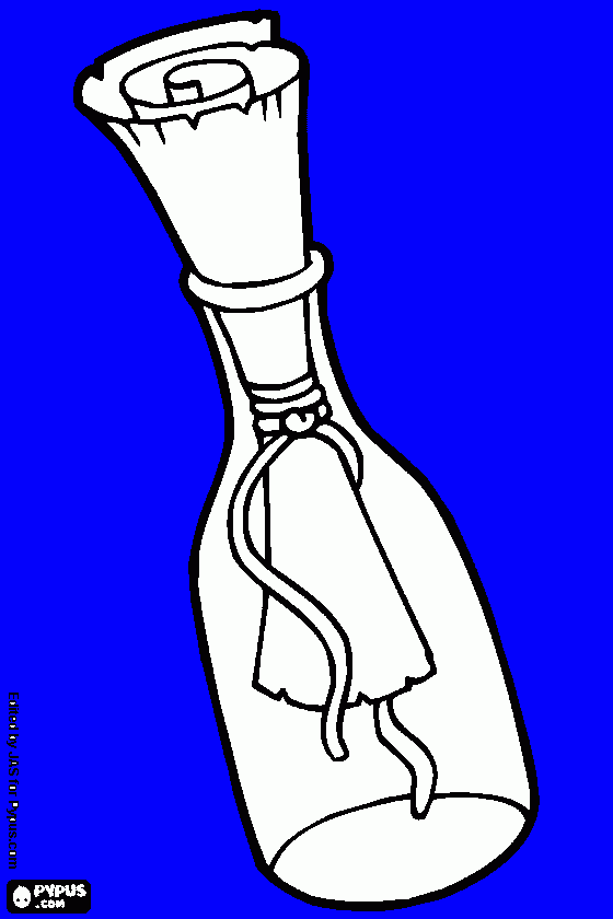 message in bottle coloring page