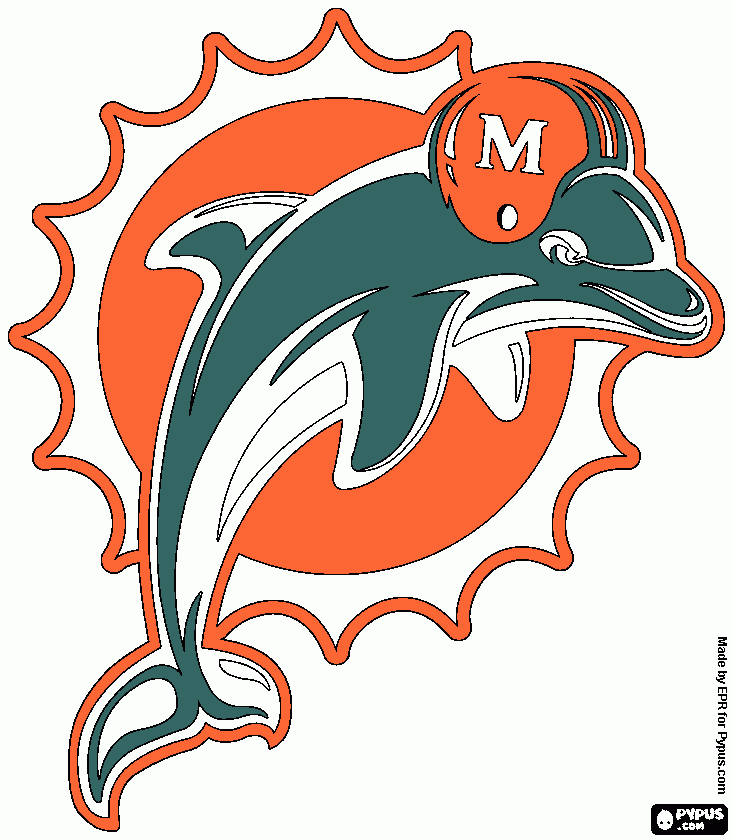miami dolphin coloring page, printable miami dolphin
