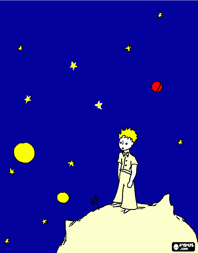 mikros prigipas-the little prince coloring page