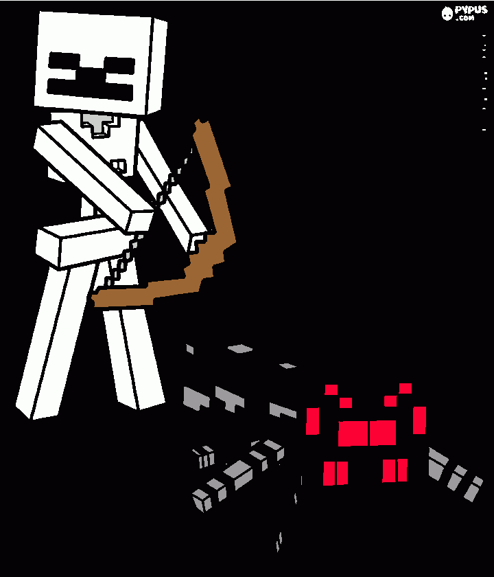 Minecraft Skelton and Spider coloring page