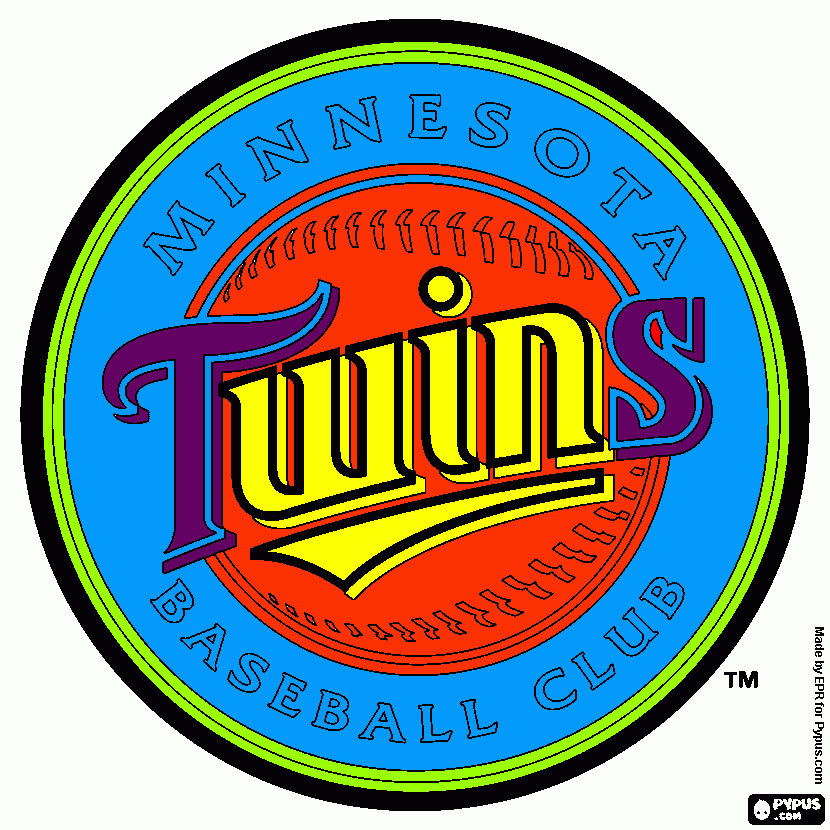 Minnesota Twins logo, professional baseball team coloring page