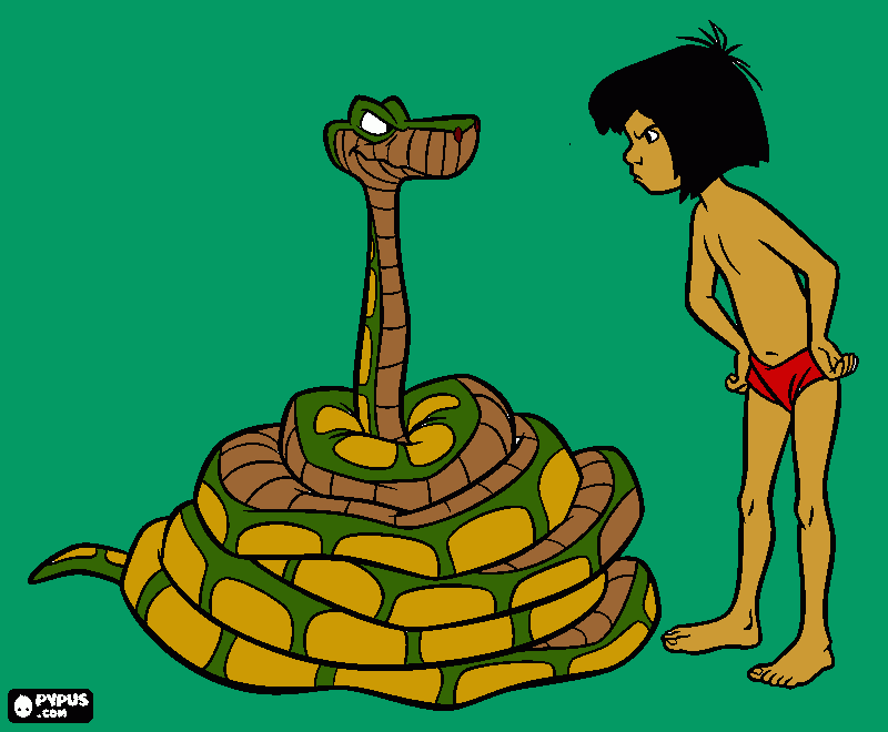 Mogli i Kaa coloring page