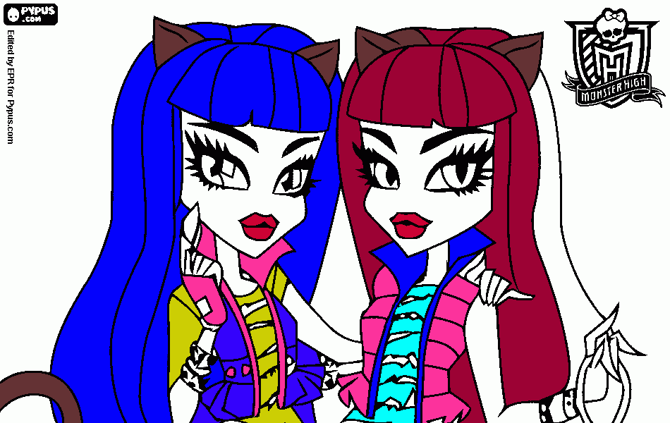 monster high twins coloring page
