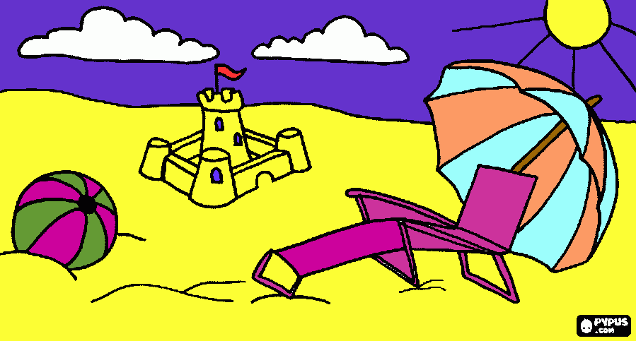 na plaži coloring page
