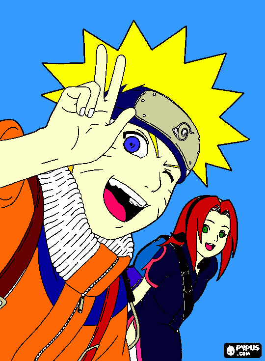 Naruto and Zakuro coloring page