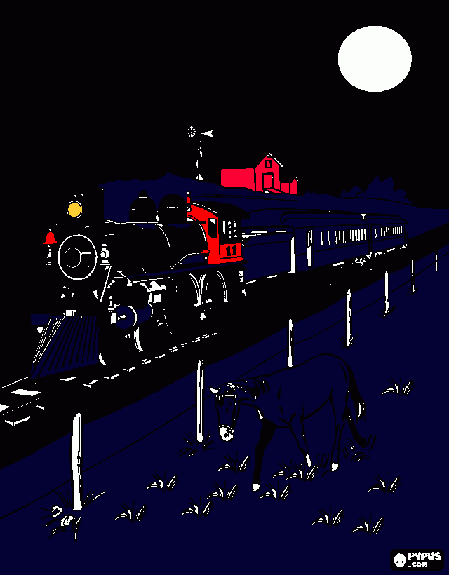 Night train picture coloring page