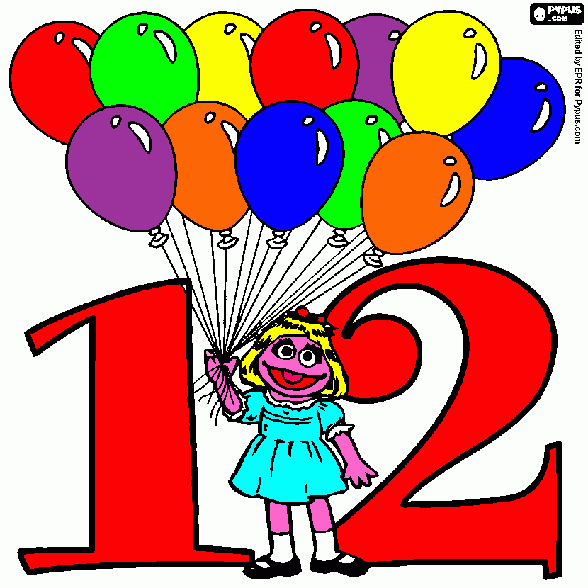 number 12a coloring page