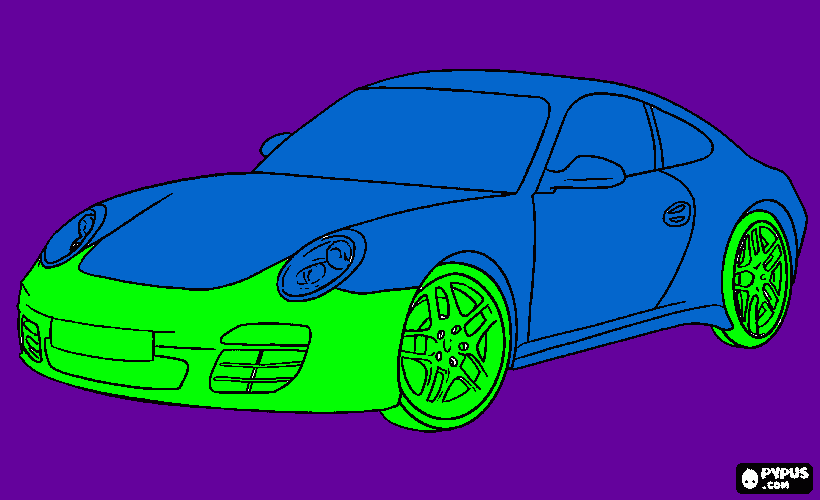 One of the famous Porsche Carrera car models  coloring page