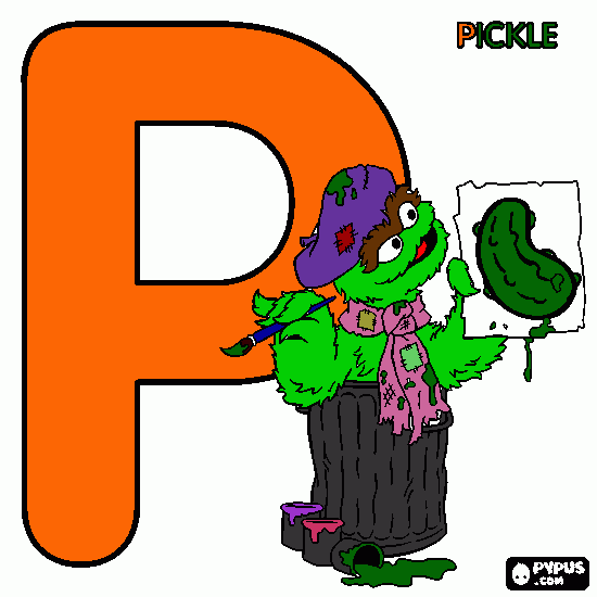 P is for Pickle coloring page