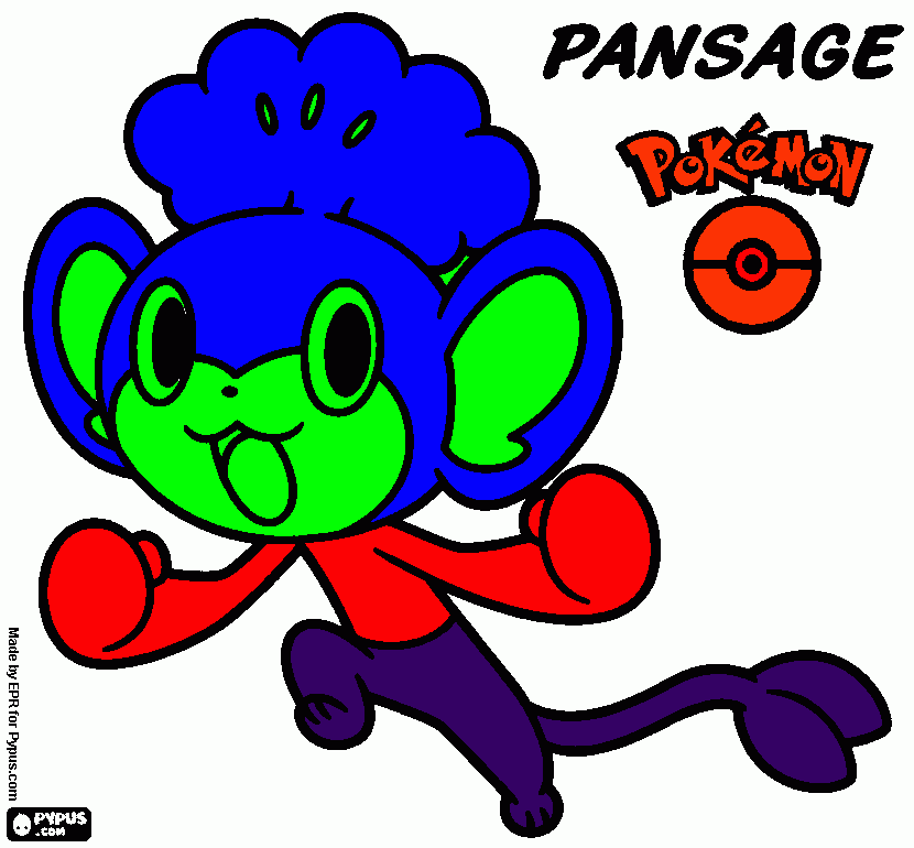 Pansage, Yanappu in japanese. coloring page