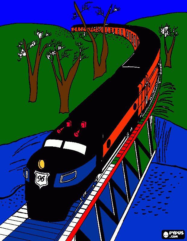 Passenger Diesel Train in the Day coloring page