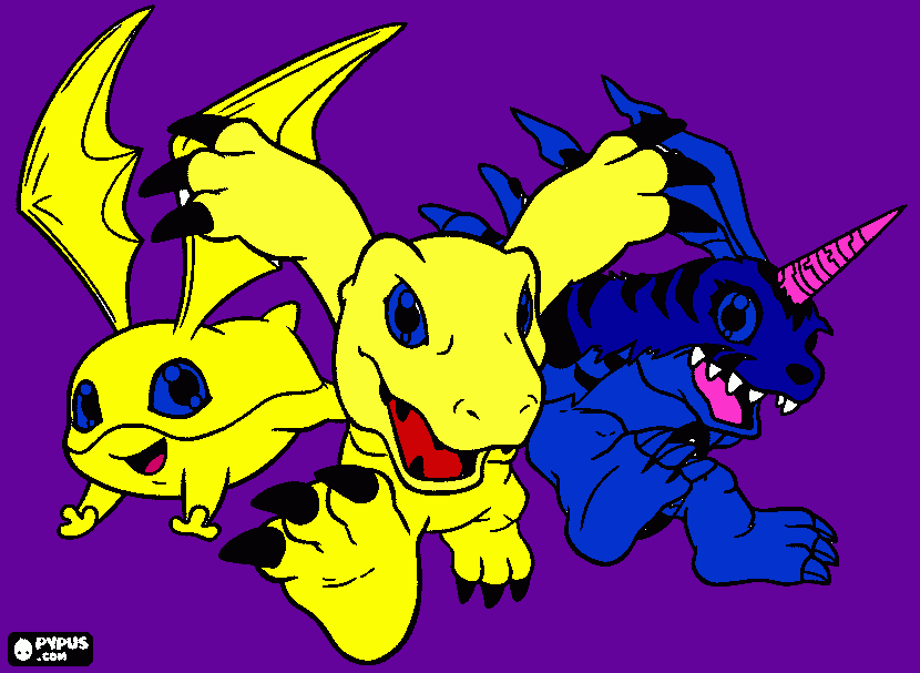 patamon agumon gabumon coloring page
