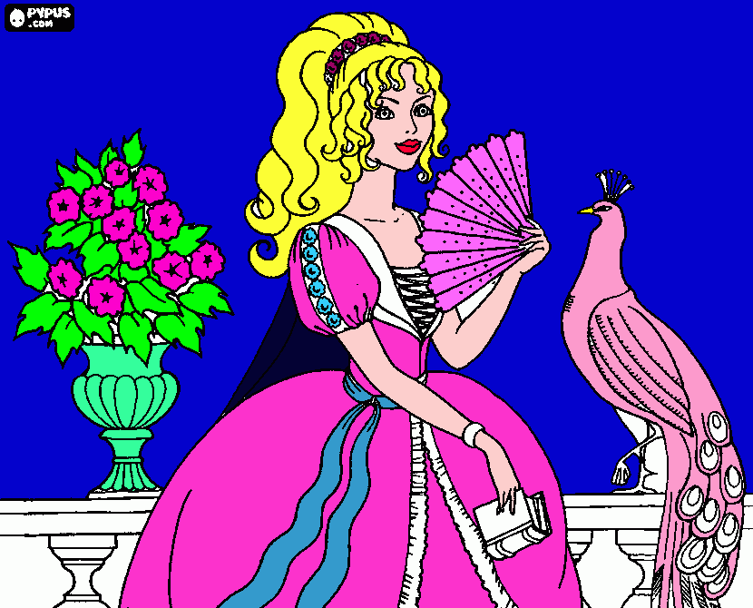 peacock princess coloring page