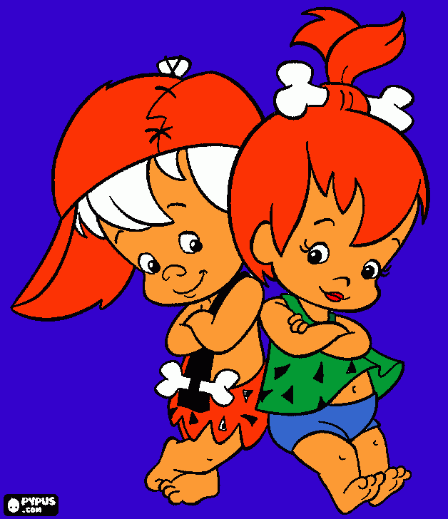 pebbles and bambam, the Flintstones coloring page