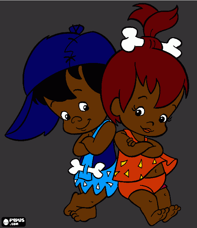 pebbles & bam bam coloring page