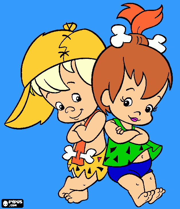 Pebbles & BamBam coloring page