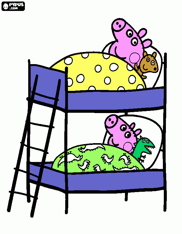 peppa bed coloring page