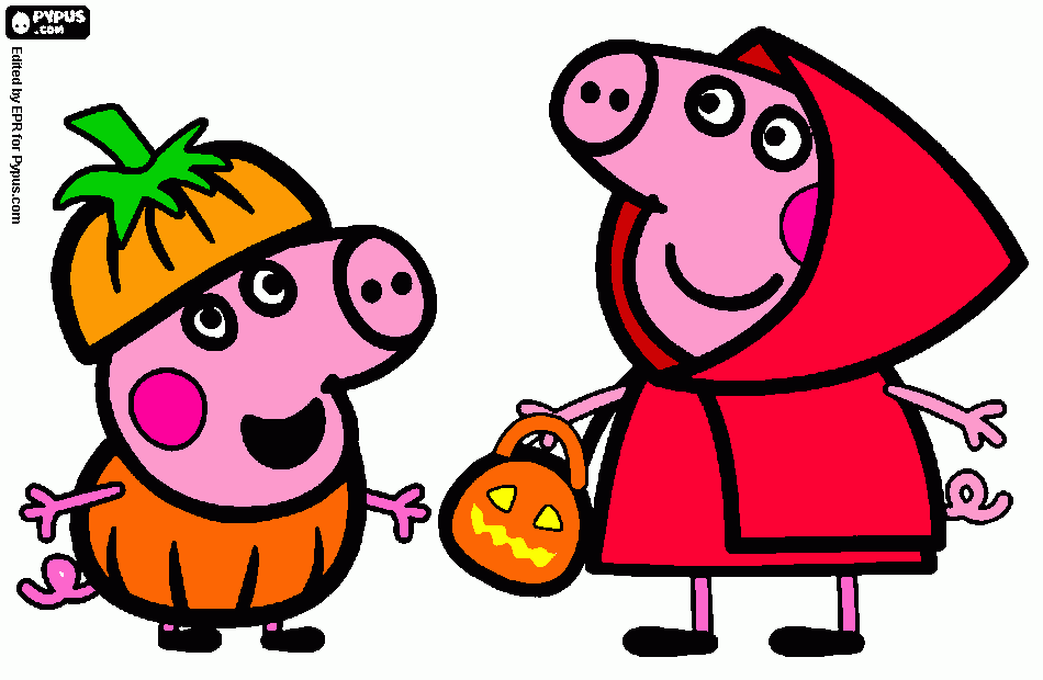 peppa george Halloween coloring page