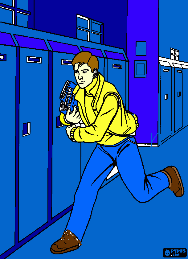 Peter Parker in school coloring page