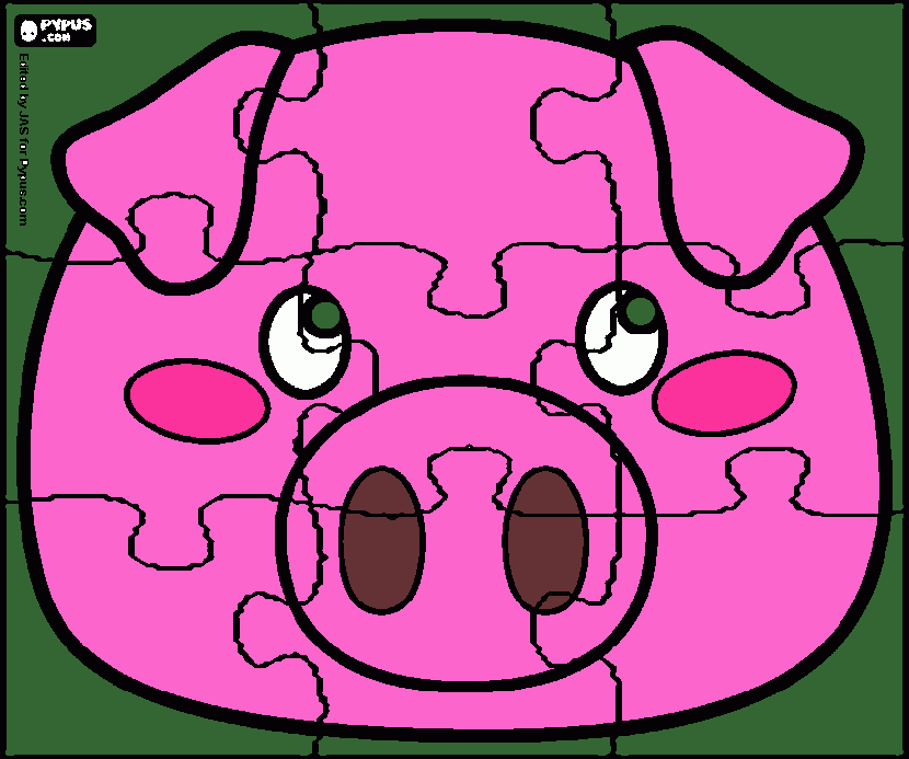 pig puzzle coloring page