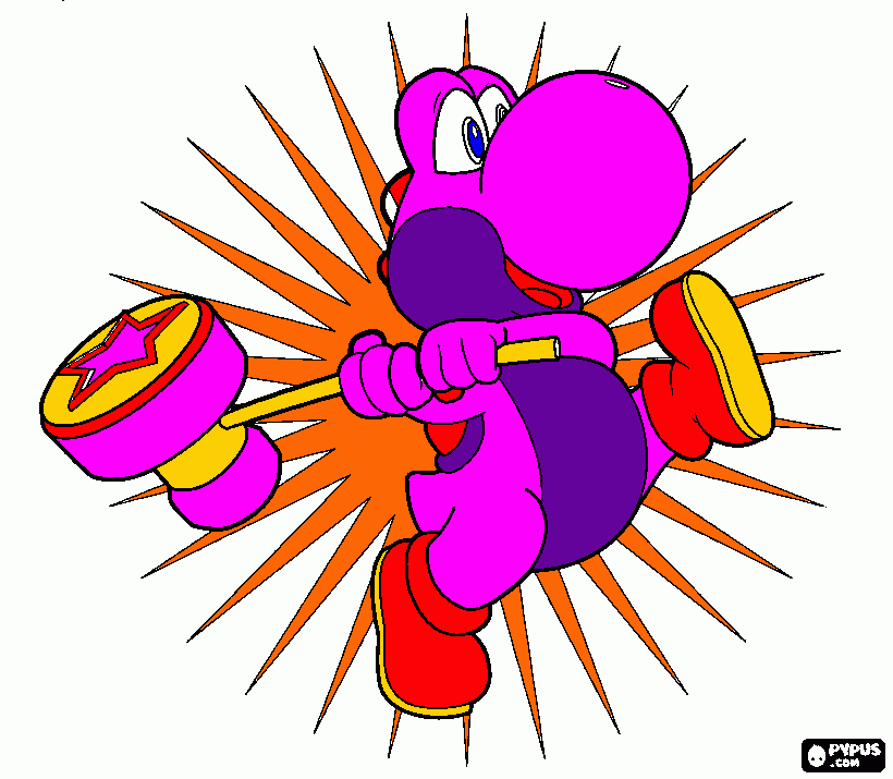 pink yoshi coloring page