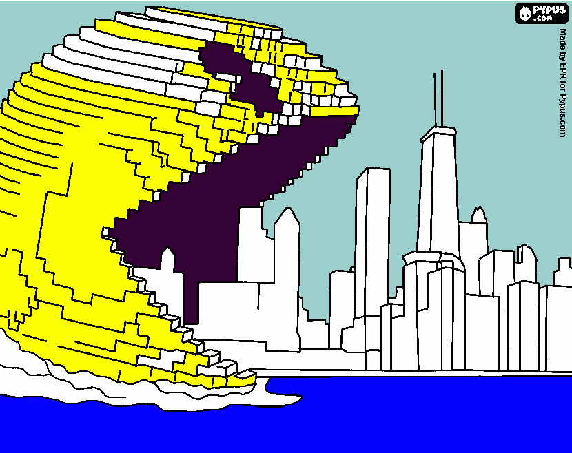 pixels pacman coloring page