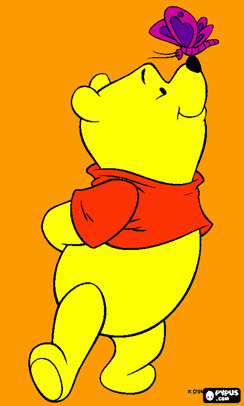 pooh bear butterfly coloring page