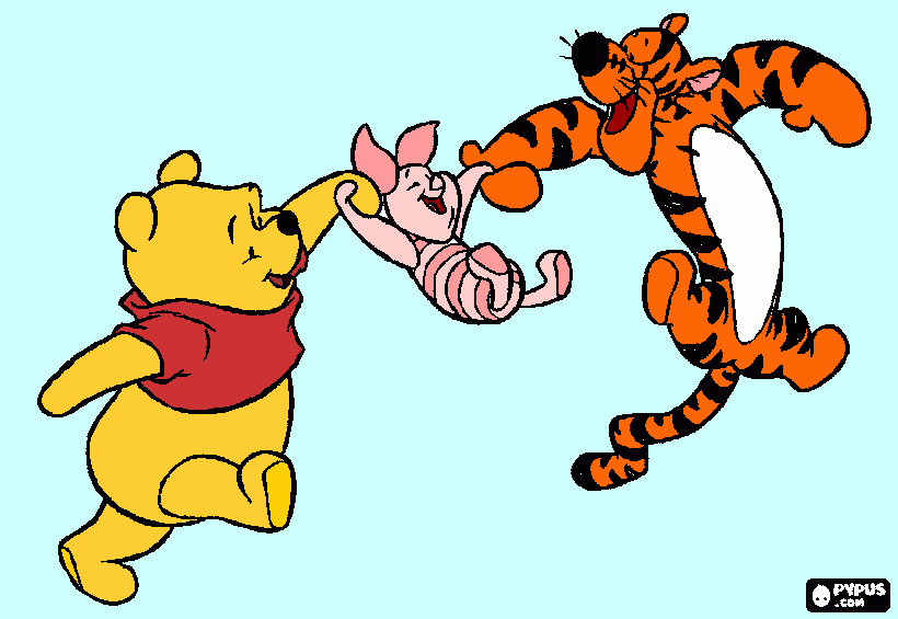 poo,piglet,tigger coloring page