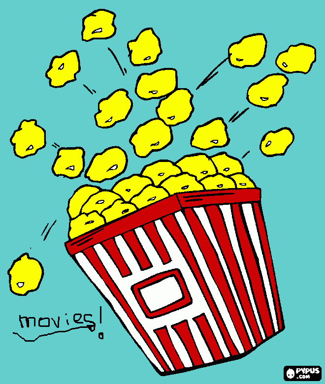 Popcorn=Movies! coloring page
