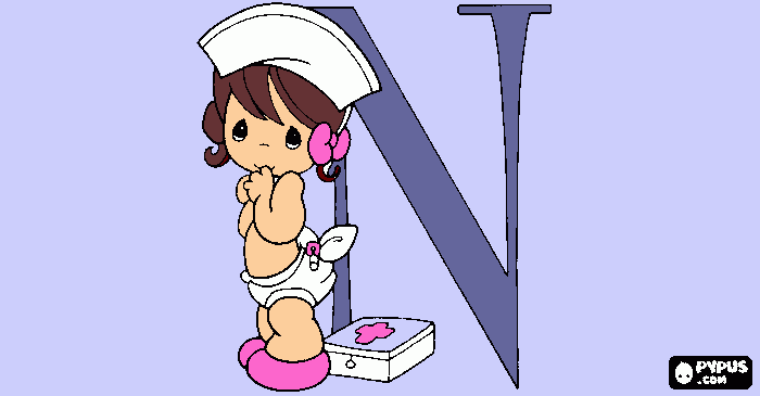 precious moments letter N coloring page