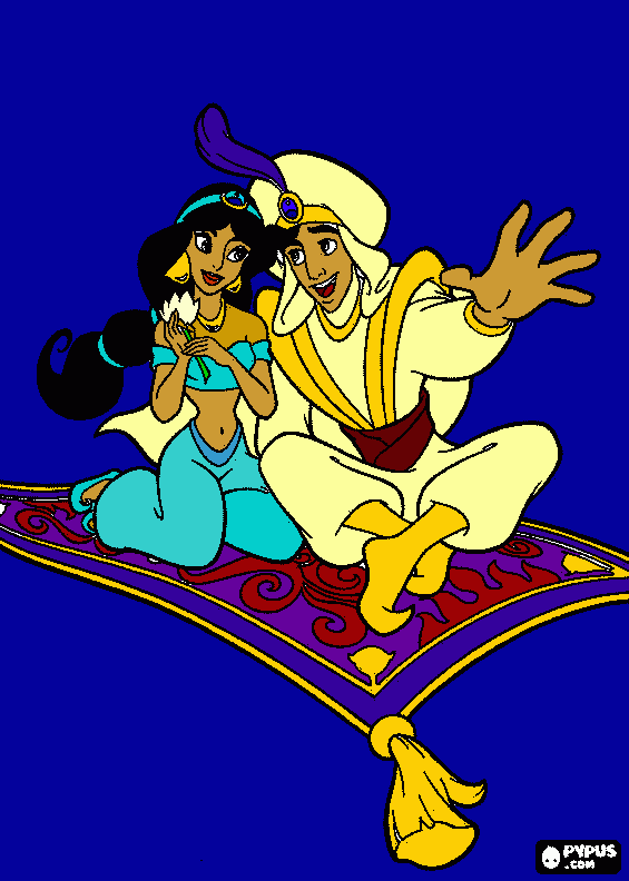 Princess Jasmine and Aladdin coloring page