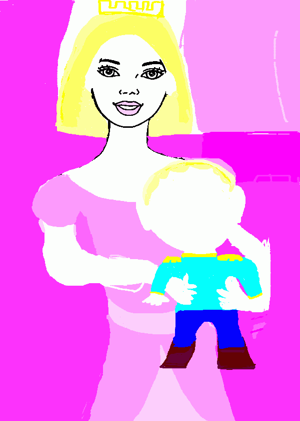 princess with little boy coloring page