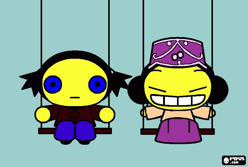 pucca and swing coloring page