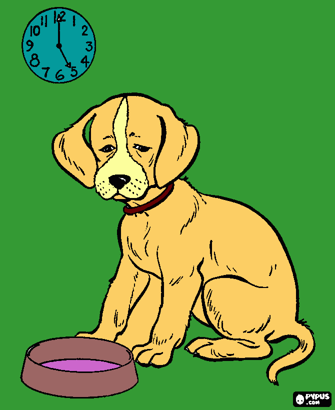 Puppy with Food  coloring page