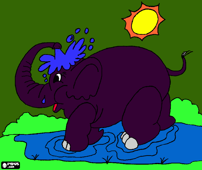 purple elephant coloring page